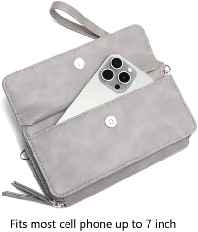 The RFID Crossbody Wallet Wristlet Purse with Phone Pocket For Women Vegan Leather in real use