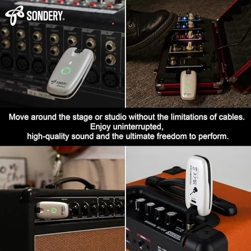 The Sondery Wireless Transmitter and Receiver System For Guitar Bass Keyboard in real use