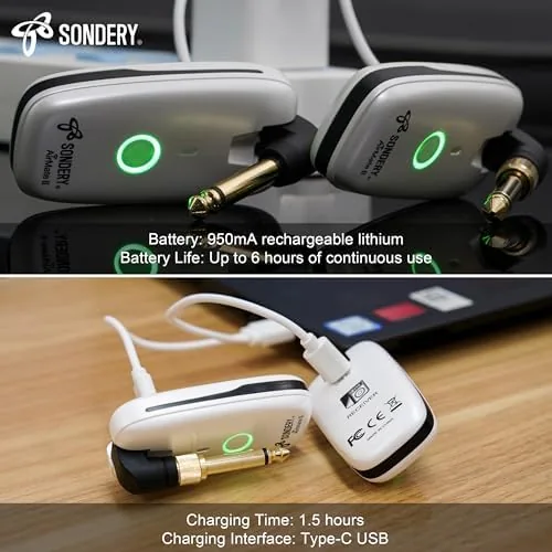 Another view of the Sondery Wireless Transmitter and Receiver System For Guitar Bass Keyboard