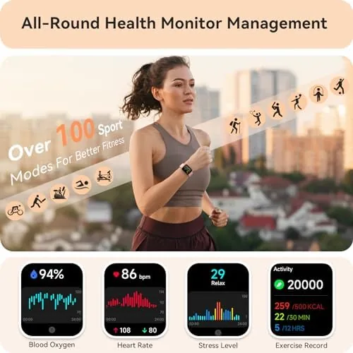 Detail shot of the Smart Watch for Women, Smartwatch for iPhone & Android Bluetooth features