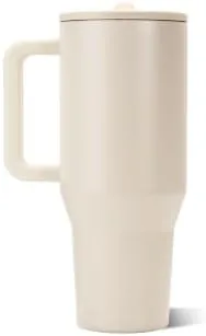 Close up of the comfortable handle molded into the side of the tumbler