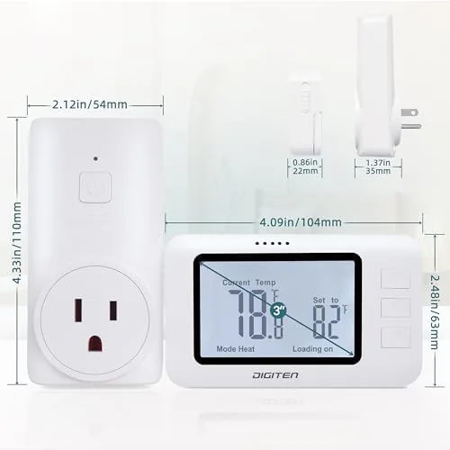 Another view of the DIGITEN Wireless Thermostat WTC100 Pro Temperature Controller for Cooling &