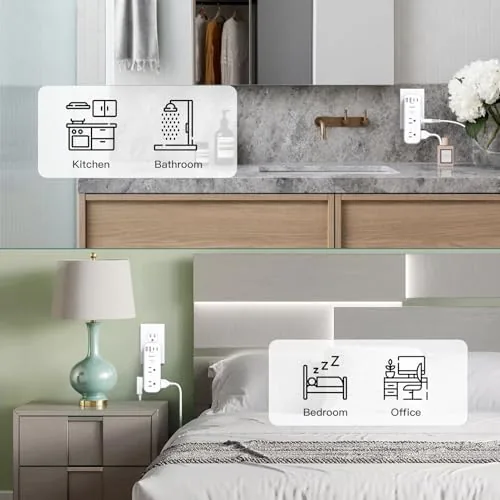 The Surge Protector Wall Outlet Extender, Multi Plug Outlet with Rotating compared in context