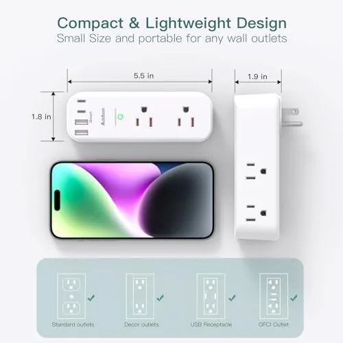 Testing the Surge Protector Wall Outlet Extender, Multi Plug Outlet with Rotating over two weeks
