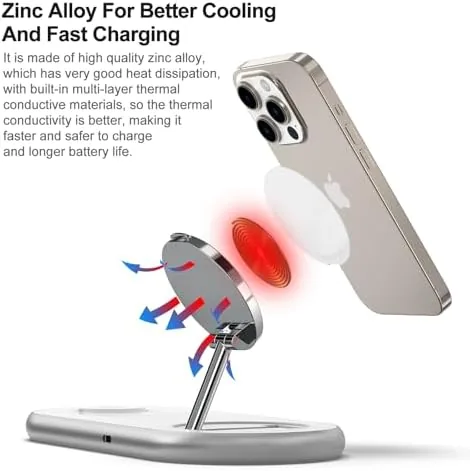 Close look at the 3 in 1 Charging Station for Apple - Faster Mag-Safe build quality