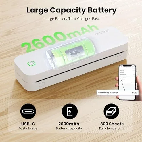 Another view of the 2025 Portable Wireless Inkless Thermal Printer ,  Bluetooth Mobile Printer