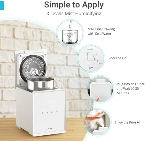 The warm mist humidifier next to a cool mist unit and a floor humidifier