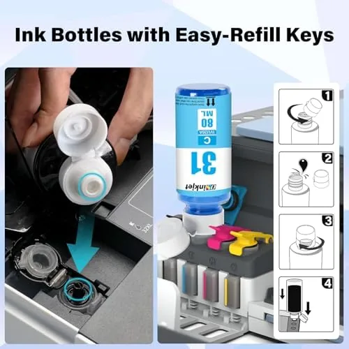 The 31 Ink Bottle Set, 32XL Black Ink Bottle Compatible for in real use