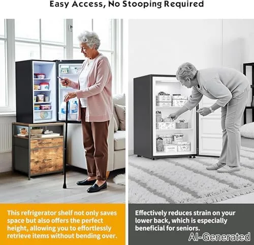 Another view of the Herture Mini Fridge Stand with 3 Storage, Mini Fridge Cabinet