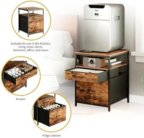 The Herture Mini Fridge Stand with 3 Storage, Mini Fridge Cabinet compared in context