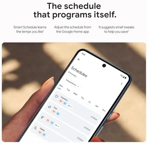 The Nest thermostat beside a budget smart thermostat and an older Nest model