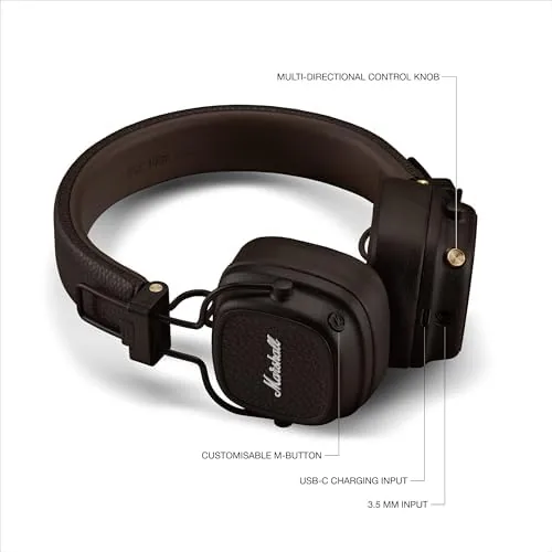 The Marshall Major V Wireless On-Ear Bluetooth Headphones - 100+ Hr compared in context