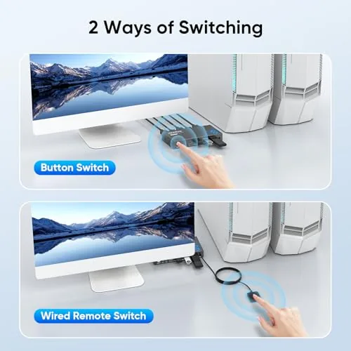 Another view of the Hearvo USB 3.0 HDMI KVM Switch for 2 Computers 1