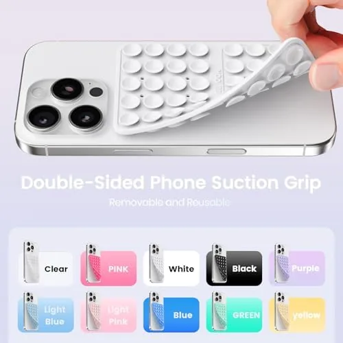 The Klearlook Silicone Double Sided Suction Cup Phone Case Mount, White in real use