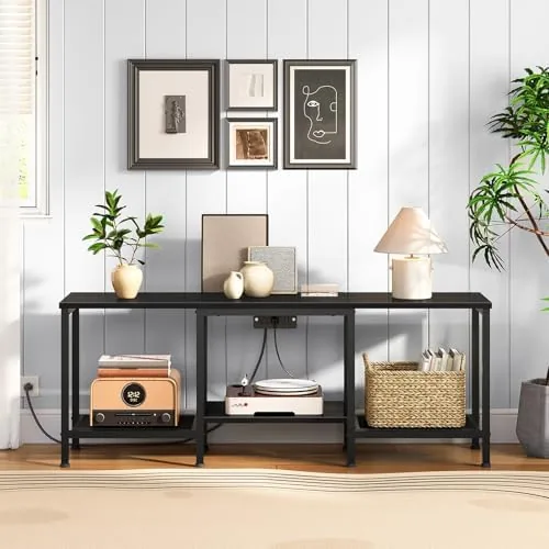 The HOOBRO TV Stand with Charging Station to 55 Inches, LED in real use