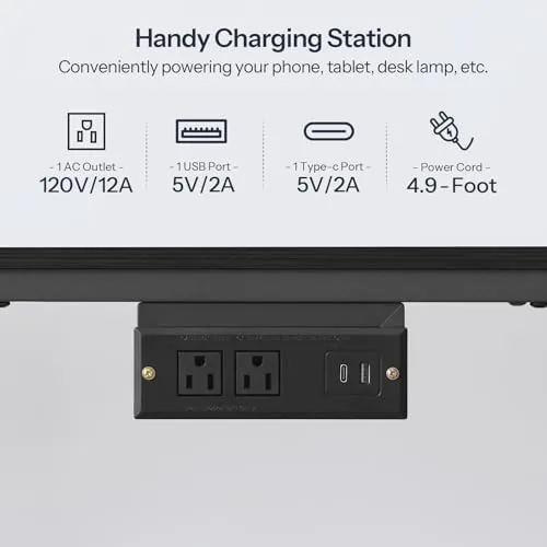 Another view of the HOOBRO TV Stand with Charging Station to 55 Inches, LED