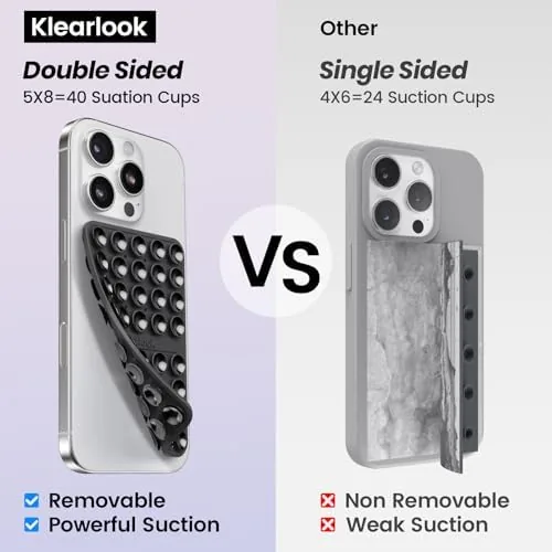 Close look at the Klearlook Silicone Double Sided Suction Cup Phone Case Mount, Light build quality