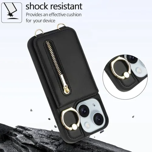 The Crossbody Wallet Case for iPhone 13/14 with Lanyard Strap Card in real use