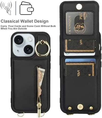 Another view of the Crossbody Wallet Case for iPhone 13/14 with Lanyard Strap Card