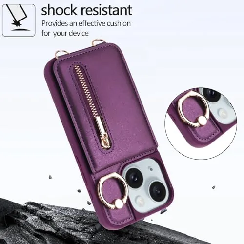 The Crossbody Wallet Case for iPhone 13/14 with Lanyard Strap Card in real use