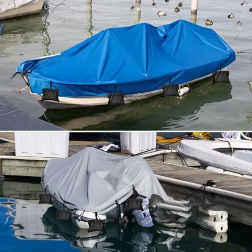 The 8 Packs Boat Cover Sand Bags for Boat Tarp Weights in real use