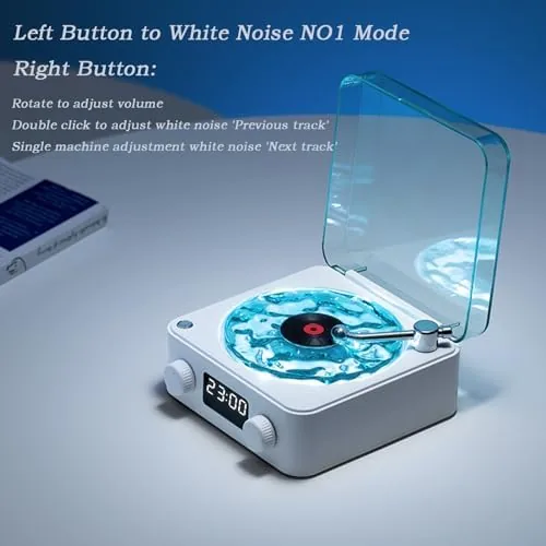 Another view of the The Waves Vinyl Player, Waves Bluetooth Speaker, Portable Vintage Vinyl