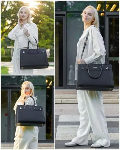Close look at the LOVEVOOK Laptop Bag for Women, 17 Inch Large PU Leather build quality