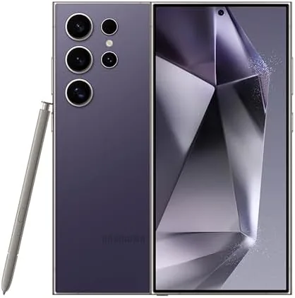 Samsung Galaxy S24 Ultra in Titanium Violet held at an angle
