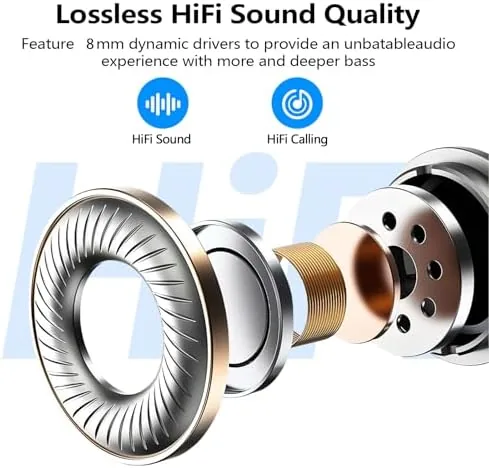 Close look at the kurdene Wireless Earbuds Bluetooth 5.3 Light Weight in Ear Headphones build quality