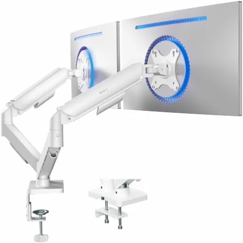 Overview of the VIVO Dual Monitor Stand, Fully Adjustable Arms for 17 to