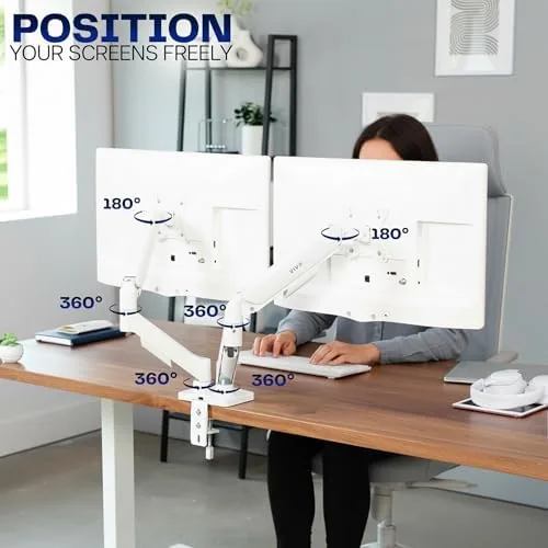 Another view of the VIVO Dual Monitor Stand, Fully Adjustable Arms for 17 to