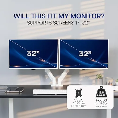 The VIVO Dual Monitor Stand, Fully Adjustable Arms for 17 to compared in context