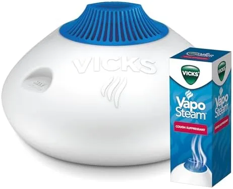 Vicks Warm Steam Vaporizer Bundle with 8 Oz VapoSteam Liquid Cough Suppressant, Helps Relieve Review: Tested and Rated