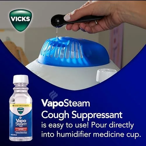 The Vicks Warm Steam Vaporizer Bundle with 8 Oz VapoSteam Liquid in real use