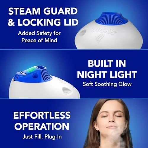 Another view of the Vicks Warm Steam Vaporizer Bundle with 8 Oz VapoSteam Liquid