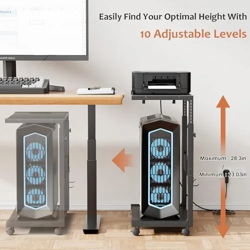 The JANE EYRE Computer Tower Stand - 23.03"-28.3" Height Adjustable | in real use