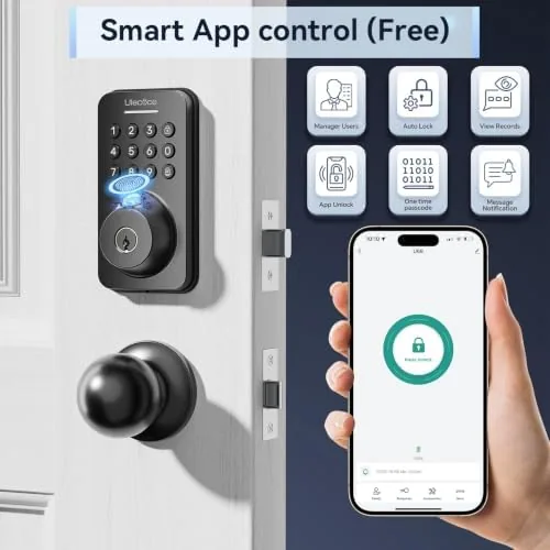 A hand pressing a fingerprint onto the sensor to unlock the door