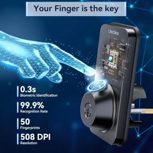 The Ulecoce app on a phone showing the lock status and user code list