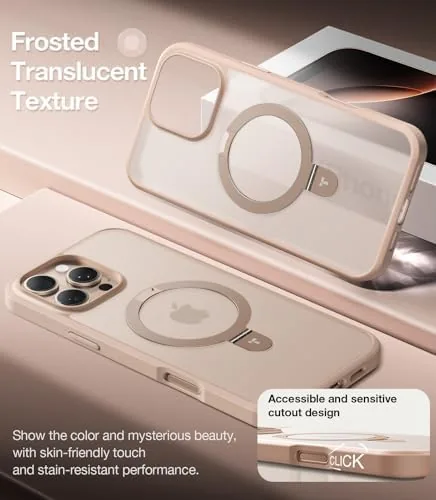 Another view of the TORRAS Ostand for iPhone 16 Pro Case Magnetic Stand, Desert