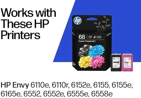 Close look at the HP 68 Black/Tri-Color Ink Cartridges (2-Pack) | Works with Envy build quality