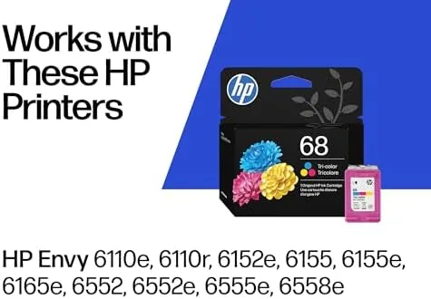 Close look at the HP 68 Tri-Color Ink Cartridge | Works with Envy 6100e build quality