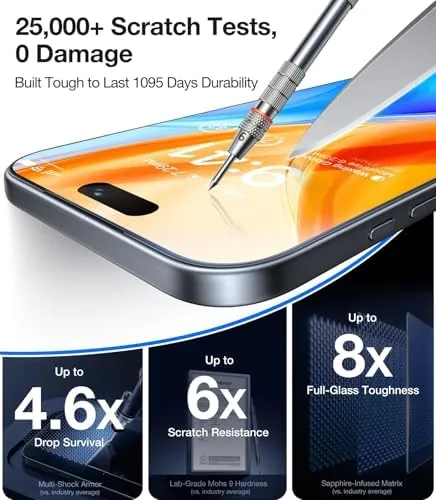 The UltraGlass Top 9H+ Glass for iPhone 16 Pro Screen Protector in real use