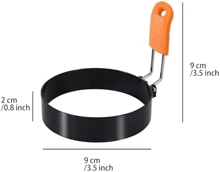 Close up of the silicone wrapped handle on one of the metal egg rings