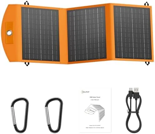 Overview of the SOLUPUP Solar Panels 30W Portable Foldable Solar Charger with 5V