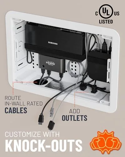 Another view of the ECHOGEAR 9" in-Wall Media Box - Recessed Outlet & Network