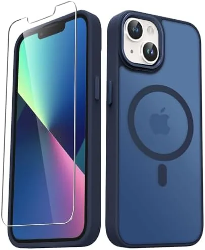 YENAPOON for iPhone 14 Case, iPhone 13 Case, Matte Magnetic Case, Navy Blue | Review: Tested and Rated