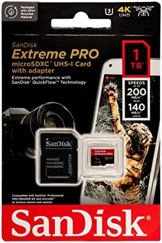 Close look at the SanDisk 1TB MicroSD Card Extreme Pro Compatible with Insta360 X4 build quality