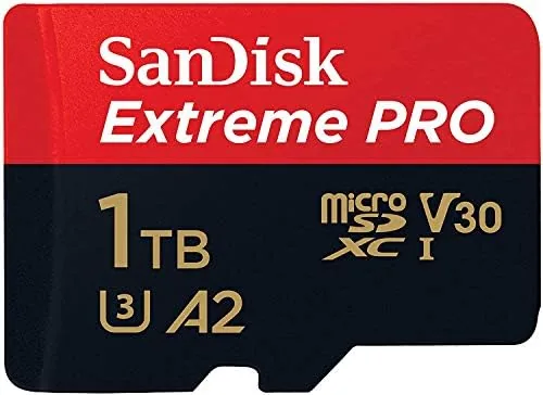 Detail shot of the SanDisk 1TB MicroSD Card Extreme Pro Compatible with Insta360 X4 features