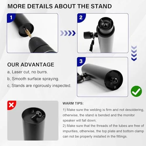 The Vondynote Pair of Desktop Clamp Speaker Stands 12°Tilt, Cable Management in real use