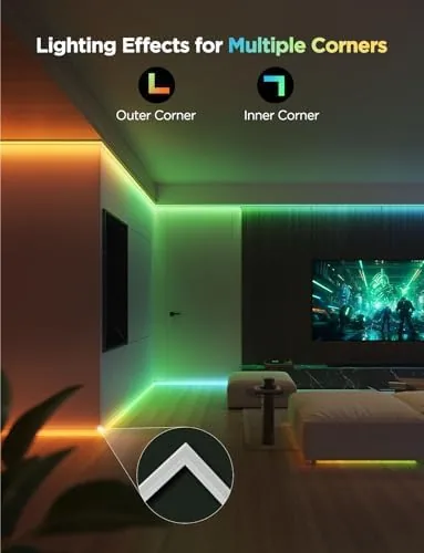 The Govee Home app on a phone showing the color wheel and segmented RGBIC scene controls